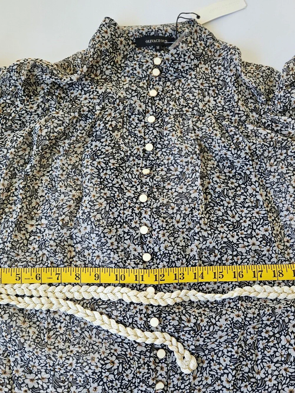 Olivaceous Womens Medium Floral Mini Dress NWT Button Front Long Sleeve Belted